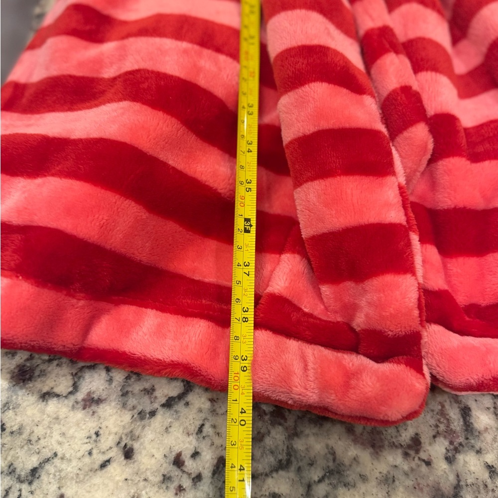 kate spade Red and Pink Striped Plush Robe - Picture 7 of 7